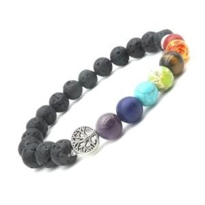 Chakra Healing Lava Stone bracelet - Tree of Life